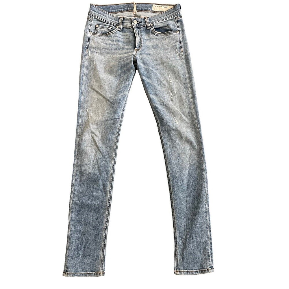 Rag & Bone Skinny Harbour Distressed Light‎ Blue Wash Jeans Size 27 W1502K520HAR
